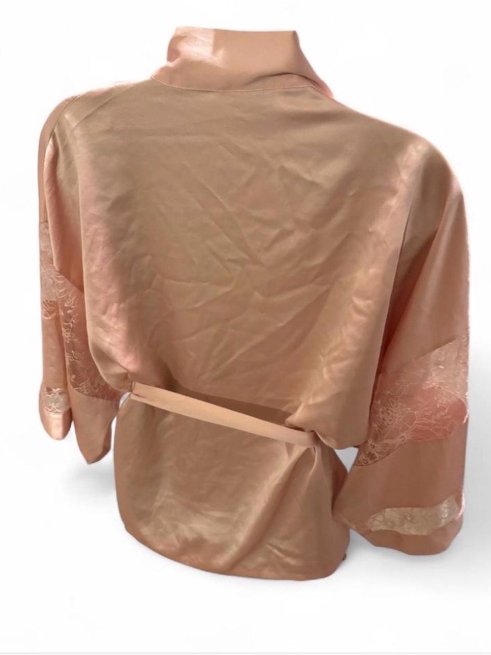 Victoria’s Secret Satin Lace Trim Robe - Blush Pink Sz M/L - Picture 5 of 7